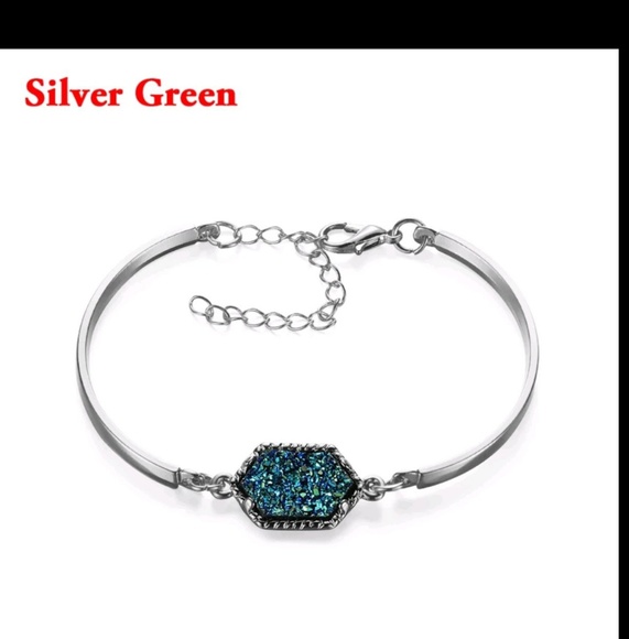 Silver Geometic Shape Dangle Bracelet - Picture 2 of 2